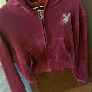 Red soft cropped playboy sweater